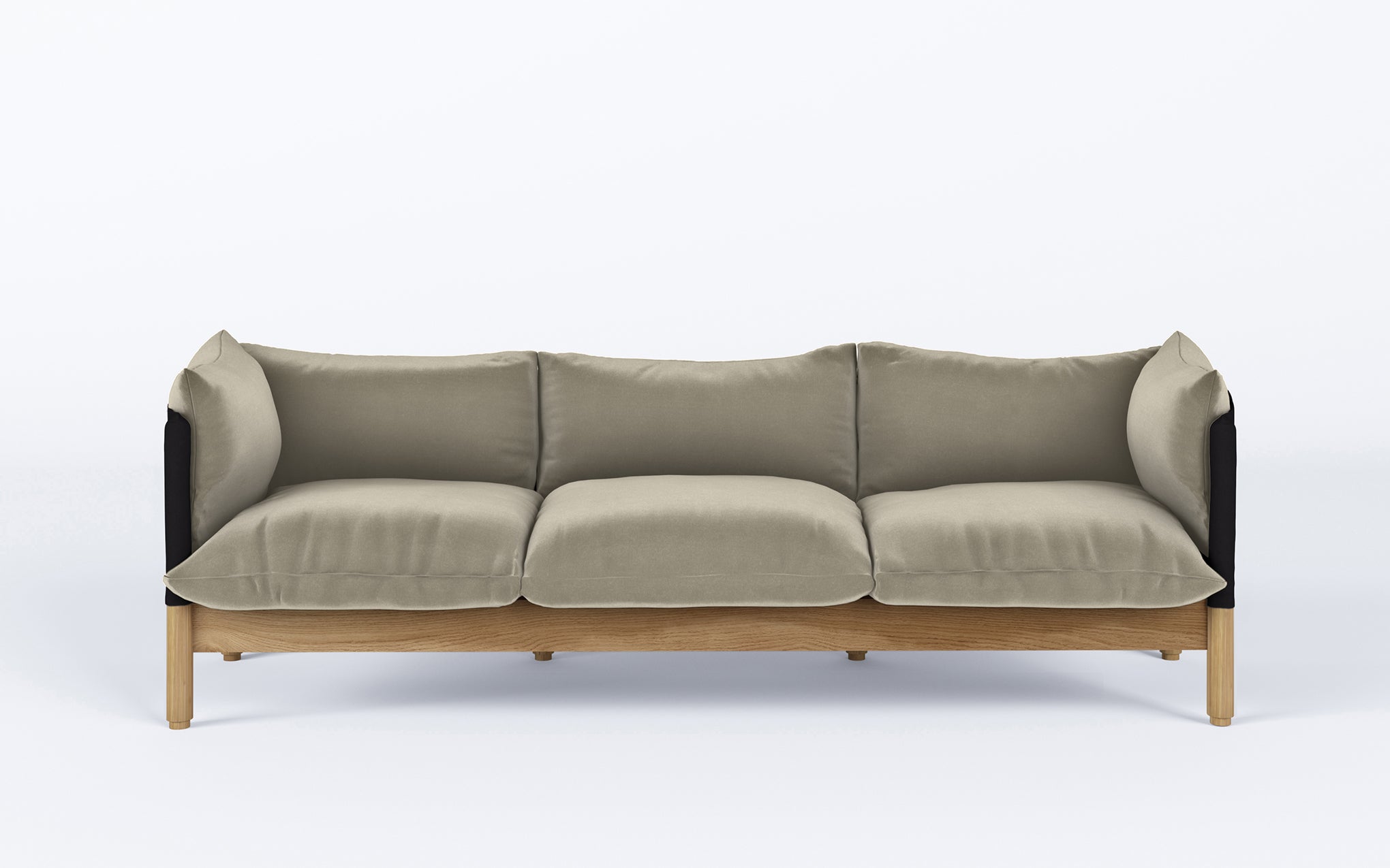 Tepee three seat sofa - oak, black sling