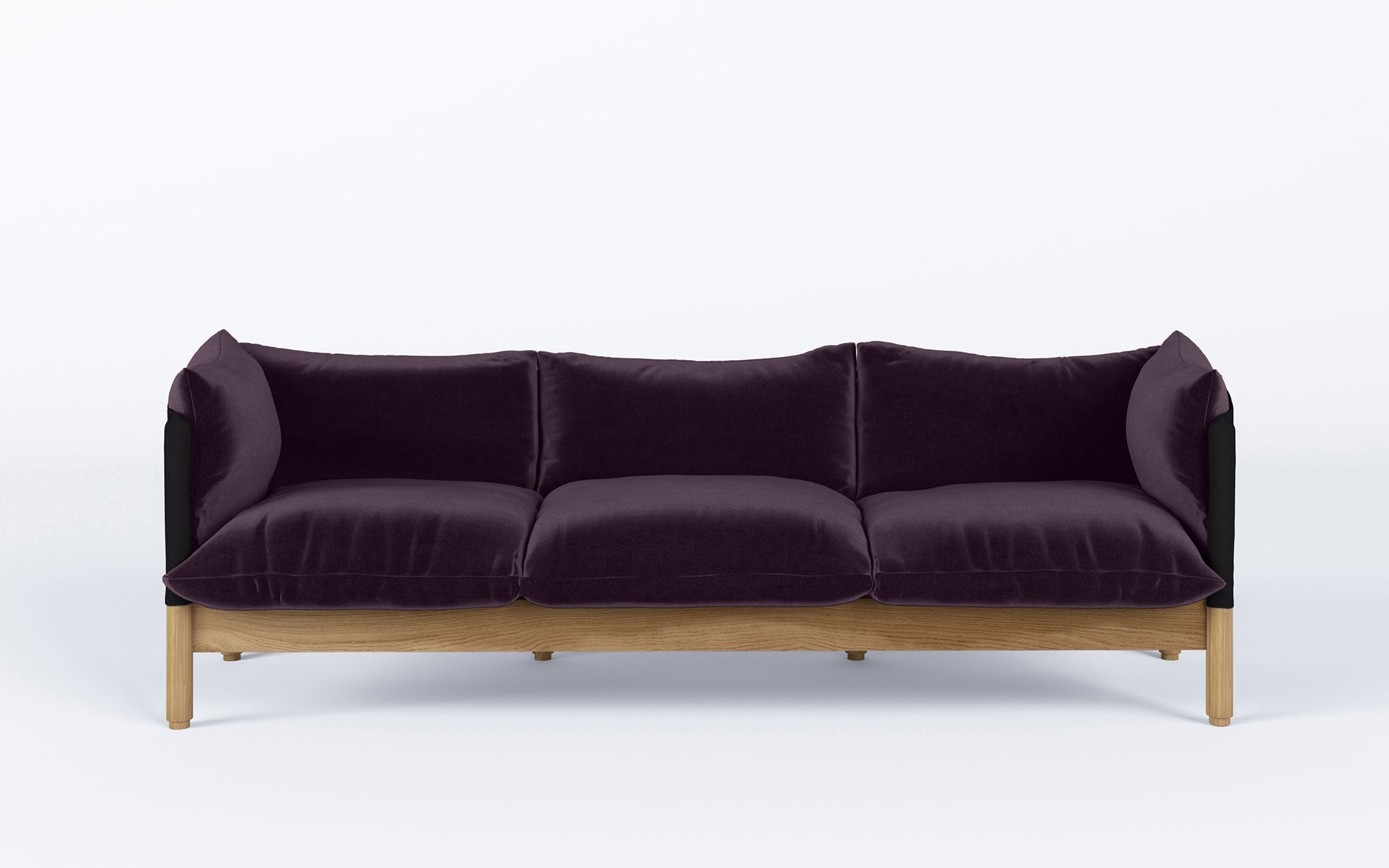 Tepee three seat sofa - oak, black sling